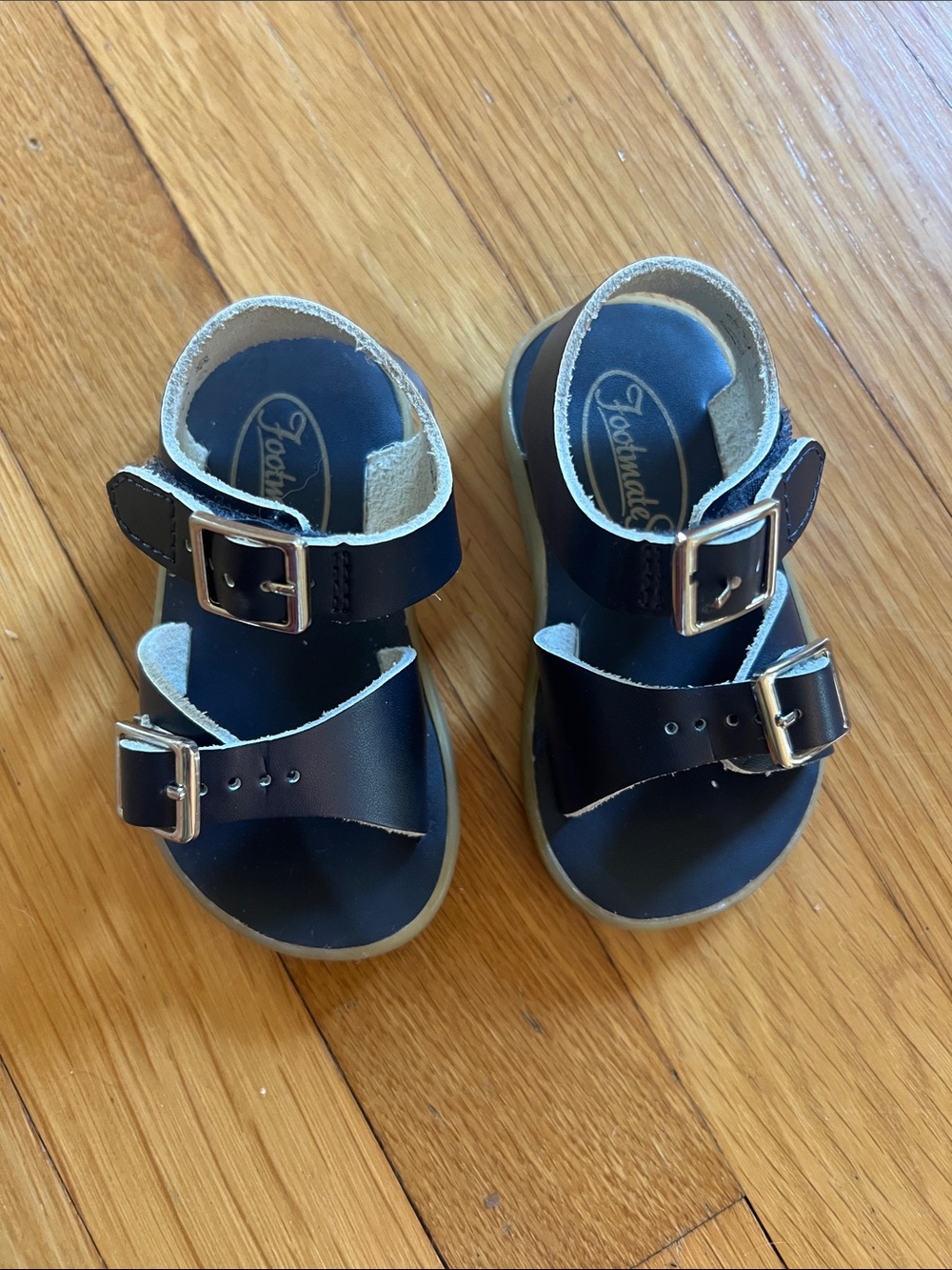 FootMates Navy Blue Baby Leather Velcro Buckle Sandals, 4